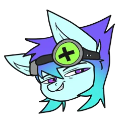Size: 1000x1000 | Tagged: safe, artist:neoncel, derpibooru import, oc, oc:raven mcchippy, unofficial characters only, earth pony, pony, goggles, smiling, smirk, solo