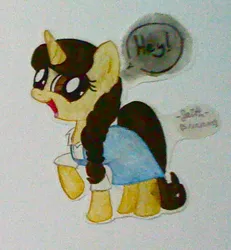 Size: 485x525 | Tagged: safe, artist:beetrue, derpibooru import, oc, oc:faithful melody, unofficial characters only, pony, unicorn, clothes, dress, female, mare, solo, traditional art