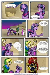 Size: 1200x1800 | Tagged: safe, artist:yogfan, derpibooru import, twilight sparkle, twilight sparkle (alicorn), alicorn, hylian, pony, comic:but i do now, comic, crossover, desert, ganondorf, link, princess zelda, the legend of zelda