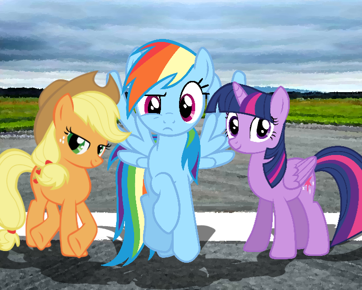 Size: 742x595 | Tagged: alicorn, applejack, artist:grapefruitface1, crossover, derpibooru import, edit, james may, jeremy clarkson, rainbow dash, richard hammond, safe, top gear, twilight sparkle, twilight sparkle (alicorn)