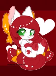 Size: 400x541 | Tagged: safe, artist:snow angel, derpibooru import, oc, oc:heart, unofficial characters only, earth pony, pony, bow, cute, female, hair bow, heart eyes, looking at you, mare, ocbetes, smiling, solo, wingding eyes