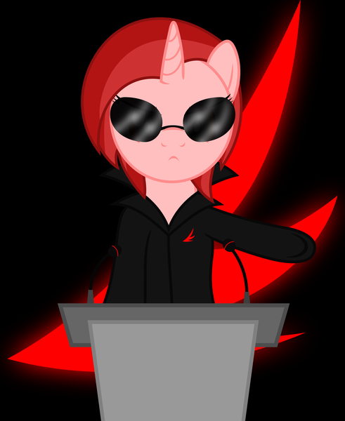 Size: 3000x3665 | Tagged: safe, artist:waveywaves, derpibooru import, oc, oc:ruby rey, unofficial characters only, pony, unicorn, dictator, solo, sunglasses