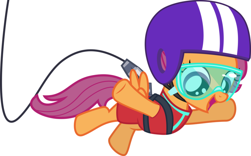 Size: 7224x4500 | Tagged: safe, artist:cantercoltz, derpibooru import, scootaloo, pony, on your marks, absurd resolution, bungee jumping, female, filly, helmet, simple background, smiling, solo, transparent background, vector