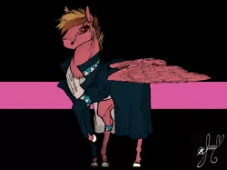 Size: 2048x1535 | Tagged: safe, artist:pantheracantus, derpibooru import, oc, unofficial characters only, horse, pegasus, pony, black background, clothes, coat, colored, simple background