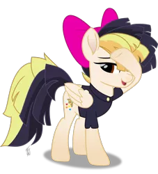 Size: 2055x2263 | Tagged: safe, artist:mlp-scribbles, derpibooru import, songbird serenade, oc, oc:console command, pegasus, pony, my little pony: the movie, bow, clothes, cosplay, costume, crossdressing, impostor, male, simple background, solo, stallion, transparent background