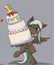 Size: 2057x2500 | Tagged: safe, artist:orang111, derpibooru import, oc, oc:lynn, unofficial characters only, pegasus, pony, bipedal, cake, cute, food, solo