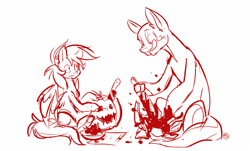 Size: 900x543 | Tagged: animated, artist:kez, concerned, cute, derpibooru import, female, gif, halloween, holiday, jack-o-lantern, knife, male, misleading thumbnail, monster pony, not blood, oc, oc:graphite sketch, oc:non toxic, original species, pegasus, pumpkin, pumpkin carving, safe, sketch, tatzlpony, unofficial characters only