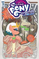 Size: 1054x1600 | Tagged: safe, artist:tonyfleecs, derpibooru import, idw, somnambula, dog, jackal, pony, legends of magic, spoiler:comic, spoiler:comiclom10, anubis, clothes, cover, dogman, female, flower, glowpaz, lidded eyes, mare, official comic, spear, weapon