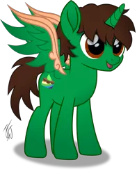 Size: 2889x3662 | Tagged: safe, artist:mlp-scribbles, derpibooru import, oc, oc:frost d. tart, unofficial characters only, alicorn, pony, alicorn oc, colored wings, green coat, high res, inkscape, male, movie accurate, multicolored wings, ponyscape, simple background, solo, stallion, transparent background, vector