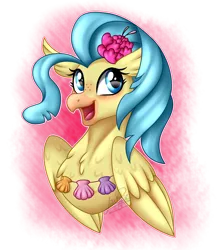 Size: 2000x2300 | Tagged: artist:jack-pie, classical hippogriff, cute, derpibooru import, female, happy, hippogriff, my little pony: the movie, open mouth, princess skystar, safe, signature, skyabetes, solo