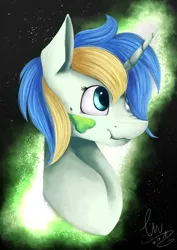 Size: 2480x3508 | Tagged: safe, artist:lav-cavalerie, derpibooru import, oc, oc:sketchy, unofficial characters only, pony, unicorn, bust, female, high res, mare, portrait, scrunchy face, solo