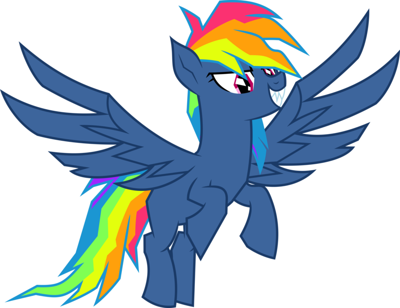 Size: 5000x3854 | Tagged: safe, artist:dashiesparkle, derpibooru import, rainbow dash, pegasus, pony, secrets and pies, .svg available, absurd resolution, evil grin, evil pie hater dash, female, grin, mare, sharp teeth, simple background, smiling, solo, teeth, transparent background, vector