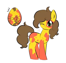 Size: 2705x2593 | Tagged: safe, artist:itssopanda, derpibooru import, oc, unofficial characters only, earth pony, pony, egg, female, high res, mare, one eye closed, simple background, solo, transparent background, wink