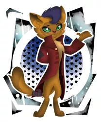 Size: 1000x1200 | Tagged: abstract background, abyssinian, anthro, artist:cloudyzu, capper dapperpaws, cat, clothes, coat, derpibooru import, digitigrade anthro, male, my little pony: the movie, safe, solo