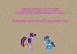 Size: 504x351 | Tagged: alicorn, armband, artist:verve, ask genie twilight, clothes, derpibooru import, eyes closed, genie, headband, horn cap, leg brace, marks and recreation, pixel art, rumble, safe, twilight sparkle, twilight sparkle (alicorn), uniform, wonderbolts uniform