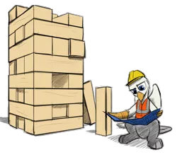 Size: 1280x1119 | Tagged: safe, artist:captainhoers, artist:tinibirb, color edit, derpibooru import, edit, oc, oc:der, unofficial characters only, gryphon, colored, construction, hard hat, jenga, male, micro, simple background, solo, transparent background