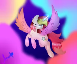 Size: 1024x853 | Tagged: safe, artist:anasflow, derpibooru import, oc, oc:sparkle wish, unofficial characters only, alicorn, pony, female, flying, mare, solo