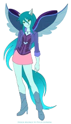 Size: 1812x3139 | Tagged: artist:pyrus-leonidas, boots, changedling, changeling, clothes, cute, cutealis, derpibooru import, eared humanization, female, high heel boots, human, humanized, jacket, legends of equestria, miniskirt, purified chrysalis, queen chrysalis, safe, shoes, simple background, skirt, solo, tailed humanization, transparent background, winged humanization, wings