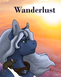 Size: 1000x1277 | Tagged: anthro, artist:polar puff, cloud, cover image, derpibooru import, fanfic, fanfic art, fanfic cover, freckles, goggles, mouse, oc, oc:blue yonder, oc:ulysses, pegasus, pet, safe, sunset, unofficial characters only, wind blown hair