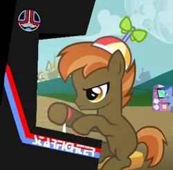 Size: 367x360 | Tagged: arcade, arcade game, archer (character), button mash, cropped, derpibooru import, dexterous hooves, edit, edited screencap, gamer, hearts and hooves day (episode), high score, safe, scootablue, screencap, solo focus, the last starfighter