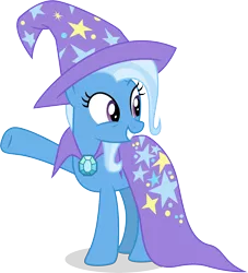 Size: 5438x5980 | Tagged: safe, artist:caliazian, derpibooru import, trixie, pony, unicorn, to change a changeling, absurd resolution, cape, clothes, female, hat, mare, simple background, smiling, solo, transparent background, trixie's cape, vector