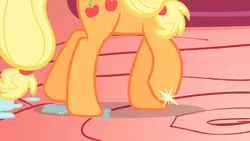 Size: 1280x720 | Tagged: safe, derpibooru import, screencap, applejack, pony, hooves, legs, pictures of legs, shine, solo, sparkling, water, wet