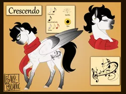 Size: 2000x1500 | Tagged: safe, artist:legally-psychotic, derpibooru import, oc, oc:crescendo, unofficial characters only, pegasus, pony, clothes, female, mare, reference sheet, scarf, solo