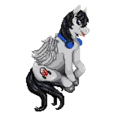 Size: 2250x2250 | Tagged: safe, artist:albiartworksponynsfw, derpibooru import, oc, oc:revan grey, unofficial characters only, pegasus, pony, pixel art, ych result