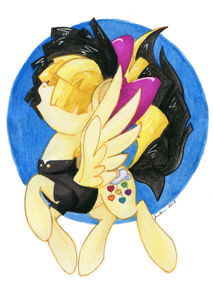 Size: 651x891 | Tagged: safe, artist:jenkiwi, derpibooru import, songbird serenade, pegasus, pony, my little pony: the movie, bow, clothes, female, hair bow, mare, singing, solo, traditional art