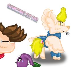 Size: 674x628 | Tagged: safe, artist:gamingstarluigisin, derpibooru import, oc, oc:louie, ponified, pikmin, pony, olimar, purple pikmin, simple background, transparent background