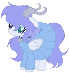 Size: 1024x1083 | Tagged: safe, artist:magicdarkart, derpibooru import, pegasus, pony, clothes, dress, female, horns, mare, simple background, solo, transparent background, watermark