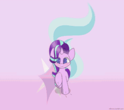 Size: 1000x883 | Tagged: safe, artist:n0nnny, derpibooru import, part of a set, starlight glimmer, pony, unicorn, animated, best pony, blushing, coming at you, cute, cutie mark background, daaaaaaaaaaaw, frame by frame, gif, glim, glim glam, glimmerbetes, glimmy, glomp, grin, happy birthday mlp:fim, hug, incoming hug, it's coming right at us, looking at you, mlp fim's seventh anniversary, n0nnny is trying to murder us, n0nnny's run and hug, offscreen character, pov, running, smiling, solo, sweet dreams fuel, weapons-grade cute