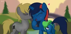 Size: 2250x1080 | Tagged: safe, artist:noah-x3, derpibooru import, oc, oc:noah, oc:serene, unofficial characters only, pony, unicorn, blushing, couple, female, kissing, male, mare, norene, plot, saddle, show accurate, stallion, tack