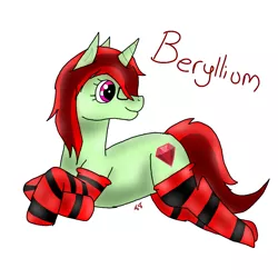 Size: 768x768 | Tagged: safe, derpibooru import, oc, oc:beryllium, ponified, unofficial characters only, object pony, original species, unicorn, clothes, element pony, female, glasses, mare, simple background, socks, solo, striped socks, teenager, white background