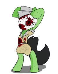 Size: 857x1082 | Tagged: semi-grimdark, artist:countryroads, derpibooru import, oc, oc:anonfilly, unofficial characters only, pony, bandage, blood, female, filly, nurse, rearing, silent hill, silent hill 2, solo