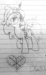 Size: 1135x1827 | Tagged: artist:binkyt11, derpibooru import, fangs, female, lined paper, mare, monochrome, oc, oc:izzy bitsy, old art is old, original character do not steal, original species, safe, solo, traditional art, unofficial characters only, wat