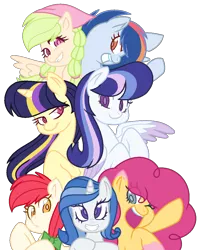 Size: 852x1064 | Tagged: safe, artist:cutiesparkle, derpibooru import, oc, oc:astral glow, oc:cherry changa, oc:floral daise, oc:red gala, oc:shimmering radiance, oc:solar dawn, oc:spectrum blaze, unofficial characters only, earth pony, pegasus, pony, unicorn, adopted offspring, base used, female, mare, offspring, parent:applejack, parent:cheese sandwich, parent:fancypants, parent:flash sentry, parent:flim, parent:fluttershy, parent:pinkie pie, parent:rainbow dash, parent:rarity, parent:soarin', parent:twilight sparkle, parents:cheesepie, parents:flashlight, parents:flimjack, parents:raripants, parents:soarindash
