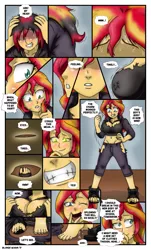 Size: 807x1339 | Tagged: suggestive, artist:blondeuchiha, derpibooru import, sunset shimmer, equestria girls, breasts, busty sunset shimmer, comic, feet, toes, transformation, transgender transformation