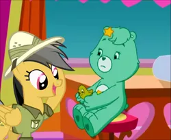 Size: 1170x955 | Tagged: care bears, care bears adventures of care a lot, chiara zanni, daring do, derpibooru import, edit, safe, voice actor joke, wish bear