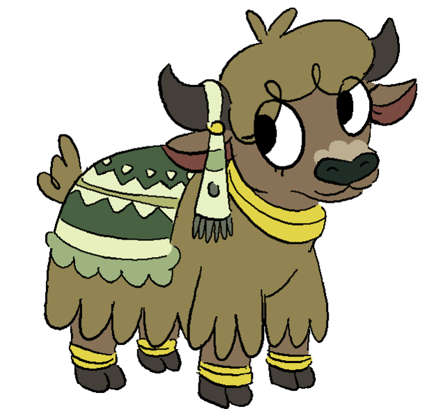 Size: 637x601 | Tagged: artist:heretichesh, calf, cloven hooves, derpibooru import, female, safe, simple background, white background, yak, yak calf, young