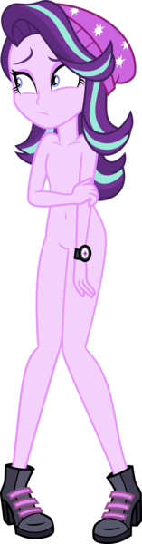 Size: 3000x11436 | Tagged: questionable, artist:aqua-pony, derpibooru import, edit, editor:marno, starlight glimmer, equestria girls, mirror magic, spoiler:eqg specials, absurd resolution, beanie, breasts, featureless breasts, featureless crotch, female, hat, nudity, shoes only, show accurate, show accurate porn, simple background, solo, transparent background, vector, watch, wristwatch