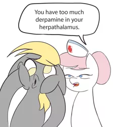 Size: 813x906 | Tagged: 4chan, anonymous artist, colored, dashface, derpibooru import, derpy hooves, diagnosis, drawthread, duo, funny, funny as hell, hat, /mlp/, nurse hat, nurse redheart, nurse redheart is not amused, safe, shocked expression, simple background, squishy cheeks, white background