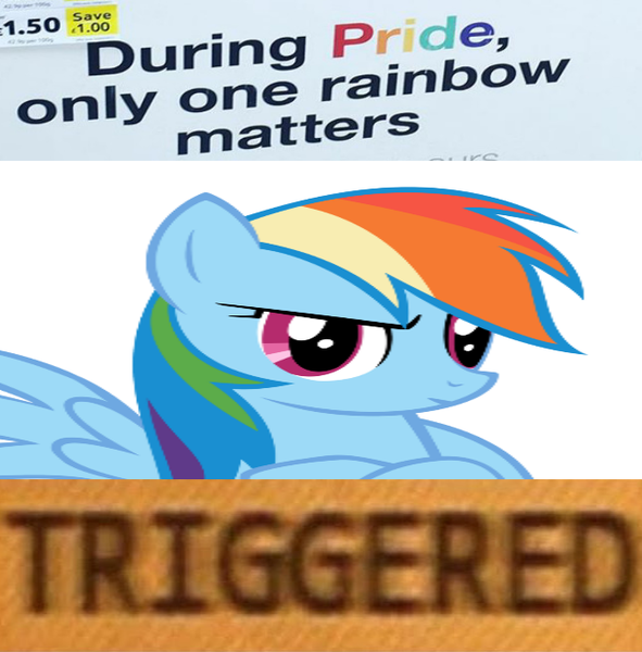 Size: 647x657 | Tagged: candy, crossed hooves, derpibooru import, food, gay pride, gay pride flag, grumpy, irl, meme, photo, pride, rainbow dash, safe, skittles, solo, triggered