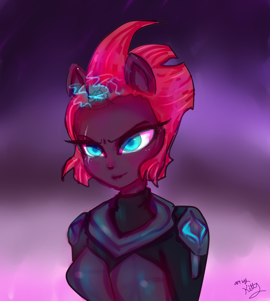 Size: 1024x1138 | Tagged: armor, artist:kiwikitty88, broken horn, derpibooru import, eared humanization, eye scar, female, horn, horned humanization, human, humanized, my little pony: the movie, pony coloring, safe, scar, solo, sparking horn, tempest shadow