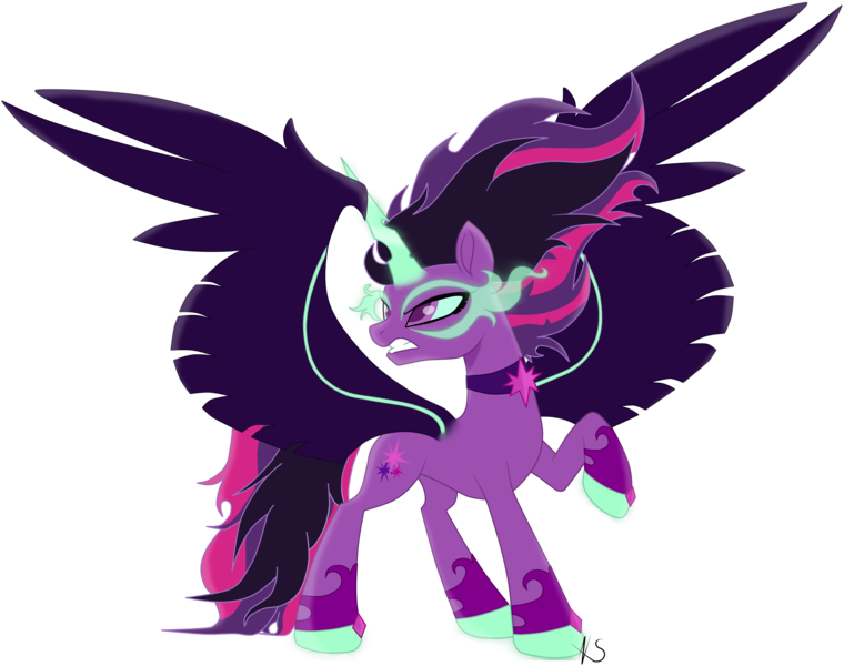 Size: 5401x4262 | Tagged: safe, artist:aaftergloweeye, derpibooru import, sci-twi, twilight sparkle, twilight sparkle (alicorn), ponified, alicorn, pony, absurd resolution, alicornified, alternate hairstyle, equestria girls ponified, female, mare, midnight sparkle, movie accurate, race swap, solo