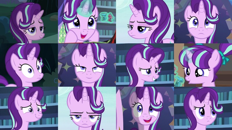 Size: 1600x900 | Tagged: safe, derpibooru import, screencap, starlight glimmer, pony, unicorn, uncommon bond, board game, book, bookshelf, cute, dragon pit, expressions, faic, female, filly, filly starlight glimmer, glimmerbetes, hair flip, hair over one eye, happy, horn, lidded eyes, magic, mare, sad, smiling, twilight's castle, unamused, younger