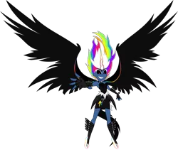 Size: 6000x5063 | Tagged: safe, alternate version, artist:orin331, derpibooru import, rainbow dash, equestria girls, secrets and pies, absurd resolution, badass, clothes, evil, evil pie hater dash, midnight-ified, red eyes, simple background, smiling, solo, transparent background