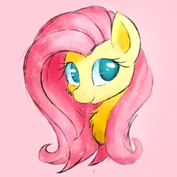 Size: 900x900 | Tagged: safe, artist:morningbullet, derpibooru import, fluttershy, pegasus, pony, bust, cheek fluff, chest fluff, colored sketch, cute, female, looking sideways, looking up, mare, no pupils, portrait, shyabetes, smiling, solo