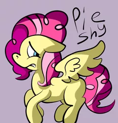 Size: 2448x2550 | Tagged: safe, artist:justanotherponyartblog, derpibooru import, fluttershy, pinkie pie, oc, oc:pie shy, pegasus, pony, combination, floppy ears, fusion, just another pony art blog, mashup, solo