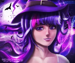 Size: 3000x2514 | Tagged: artist:bellheller, derpibooru import, female, halloween, halloween costume, hat, holiday, human, humanized, safe, smiling, solo, twilight sparkle, witch, witch hat